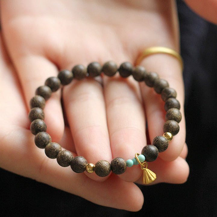 Buddha Stones Agarwood Lotus Strength Bracelet