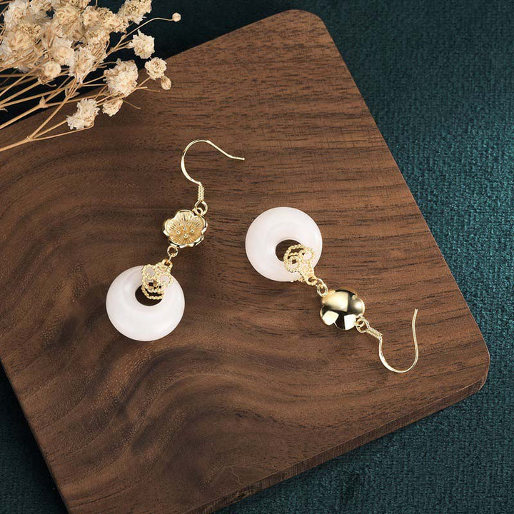 FengShui White Jade Blessing Drop Earrings (Extra 35% Off | USE CODE: FS35)