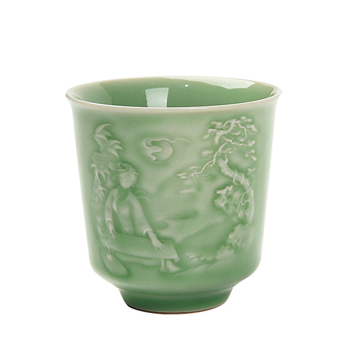 Buddha Stones Trees Pavilion Mountains Rivers Pine Ceramic Teacup Kung Fu Tea Cup