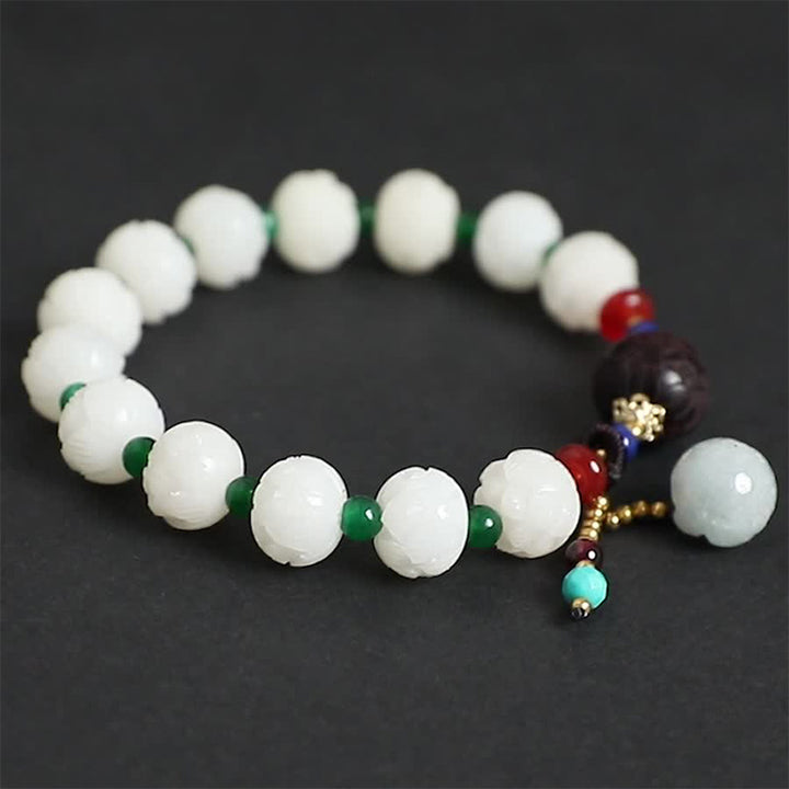 Bodhi Seed Jade Lotus Charm Peace Bracelet