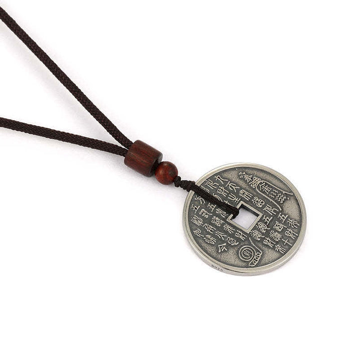Buddha Stones Bagua Yin Yang Copper Coin Star Balance Energy Necklace Pendant