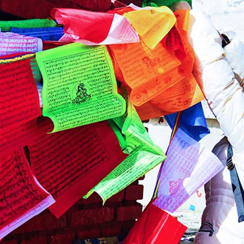 Tibetan 5 Colors Silk Windhorse Auspicious Outdoor 25 Pcs Prayer Flag