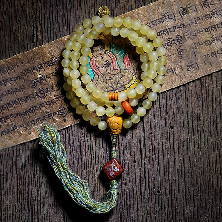 108 Mala Beads Tibet Sheep Horn Amber Luck Bracelet