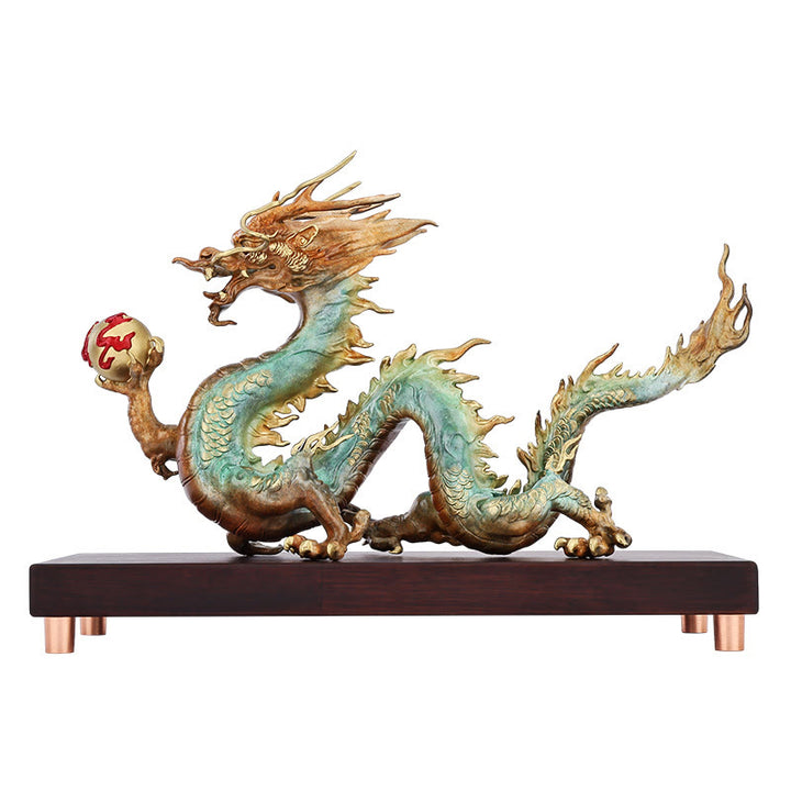 ❗❗❗A Flash Sale- Buddha Stones Year Of The Dragon Auspicious Dragon Brass Copper Luck Success Office Decoration