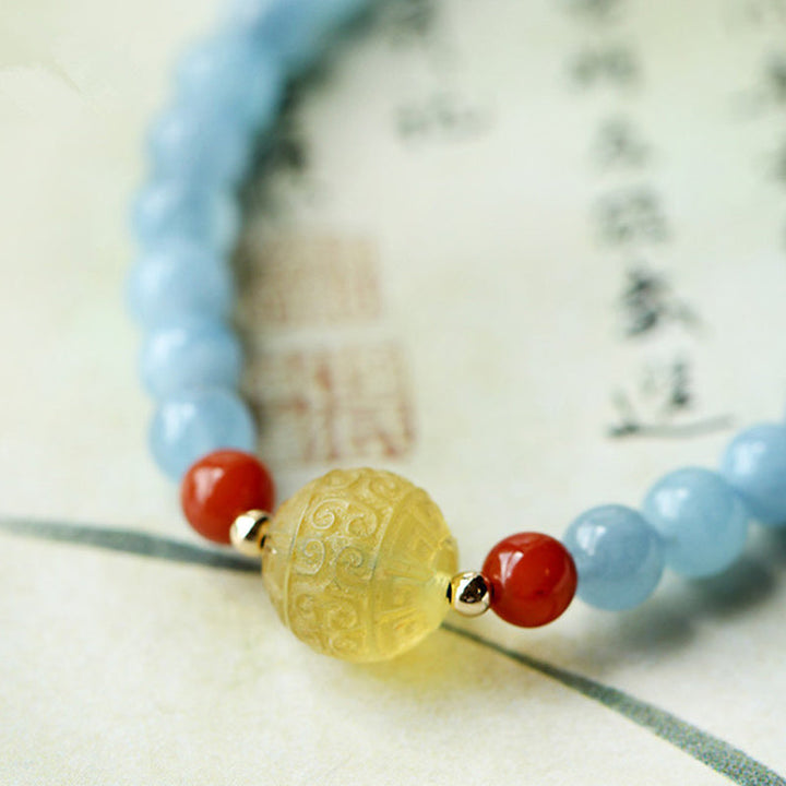 Natural Aquamarine Amber Healing Bracelet (Extra 30% Off | USE CODE: FS30)