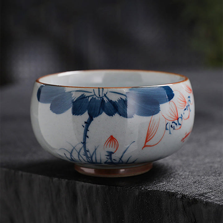 Buddha Stones Lotus Flower Leaf Bamboo Ceramic Teacup Kung Fu Tea Cups