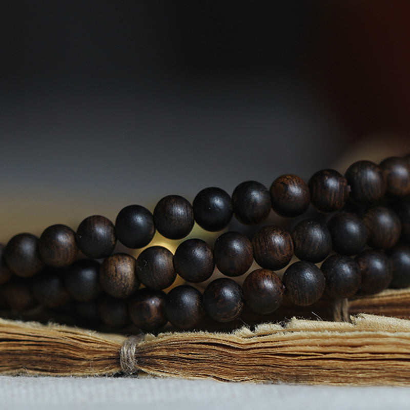 999 Gold Nha Trang Heiqinan Agarwood Amber Red Agate Strength Meditation Bracelet