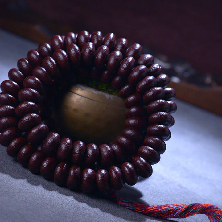 Buddha Stones Natural Tibet 108 Mala Beads Purple Bodhi Seed Wealth Bracelet