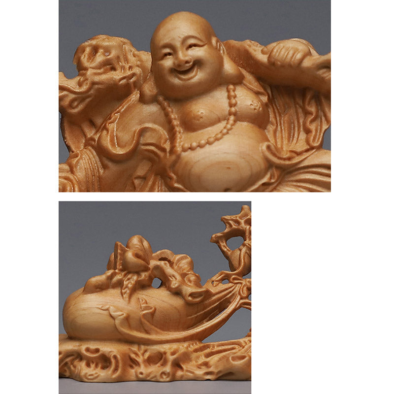 Laughing Buddha Wood Engraving Home Decoration