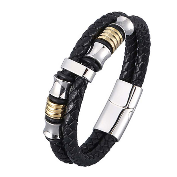 Buddha Stones Layered Leather Weave Fortune Bracelet