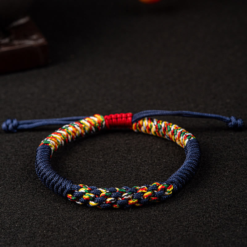 Buddha Stones Tibetan Handmade Colorful King Kong Knot Luck Braid String Bracelet