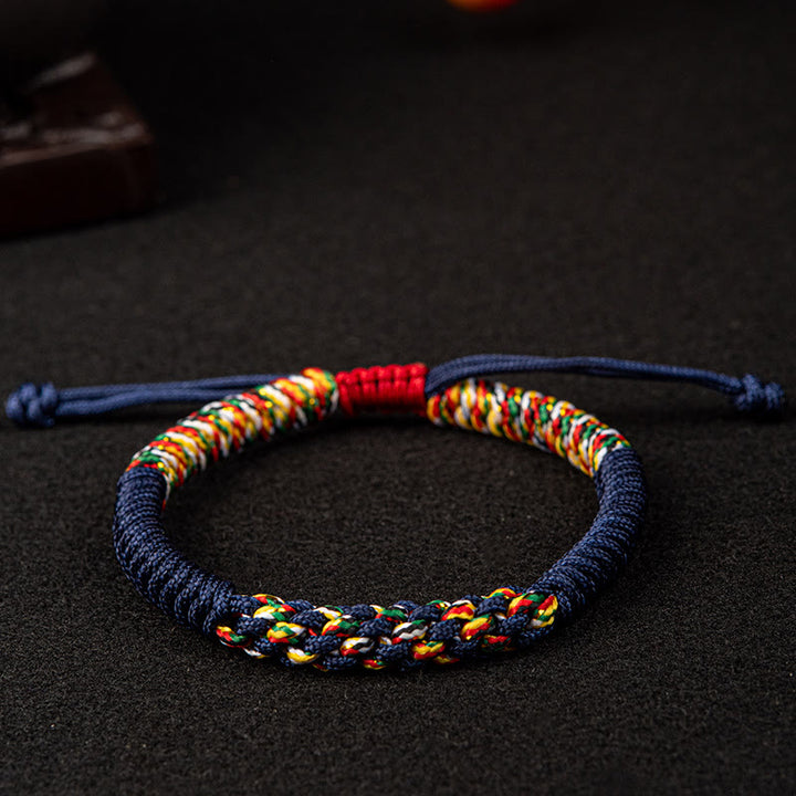 Buddha Stones Tibetan Handmade Colorful King Kong Knot Luck Braid String Bracelet