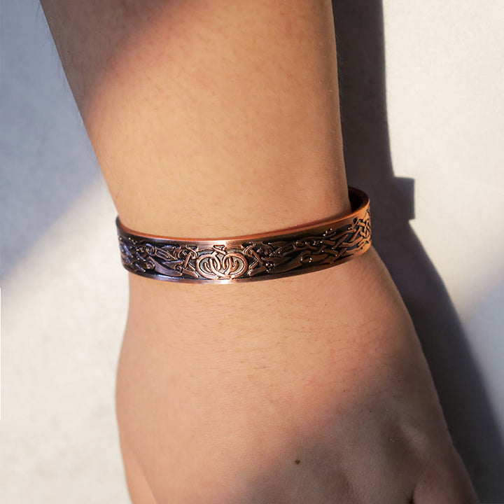 Viking Birds Magnetic Copper Adjustable Cuff Bracelet Bangle