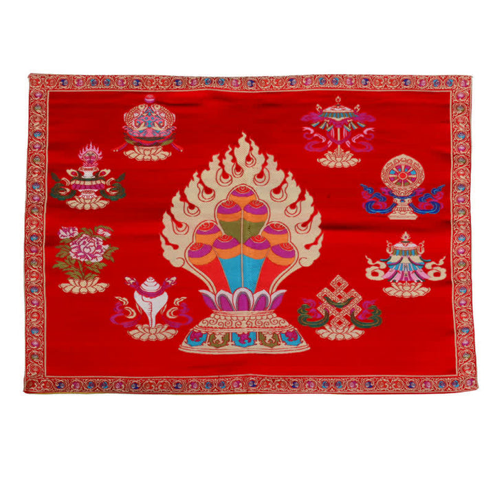 Prayer Altar Mat Healing Meditation 8 Auspicious Symbols Mat