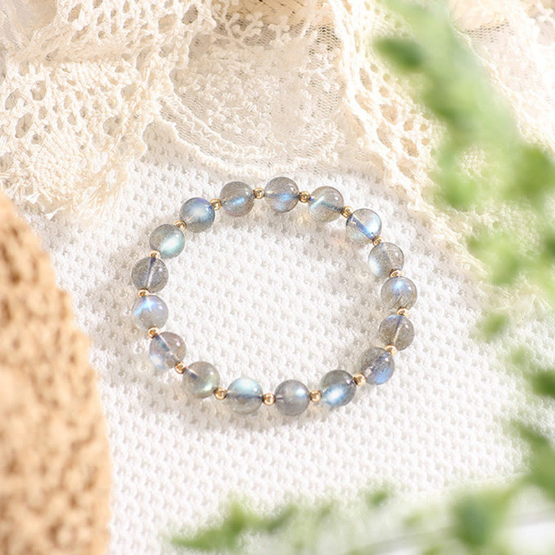 Buddha Stones 14k Gold Plated Natural Moonstone Healing Love Bracelet