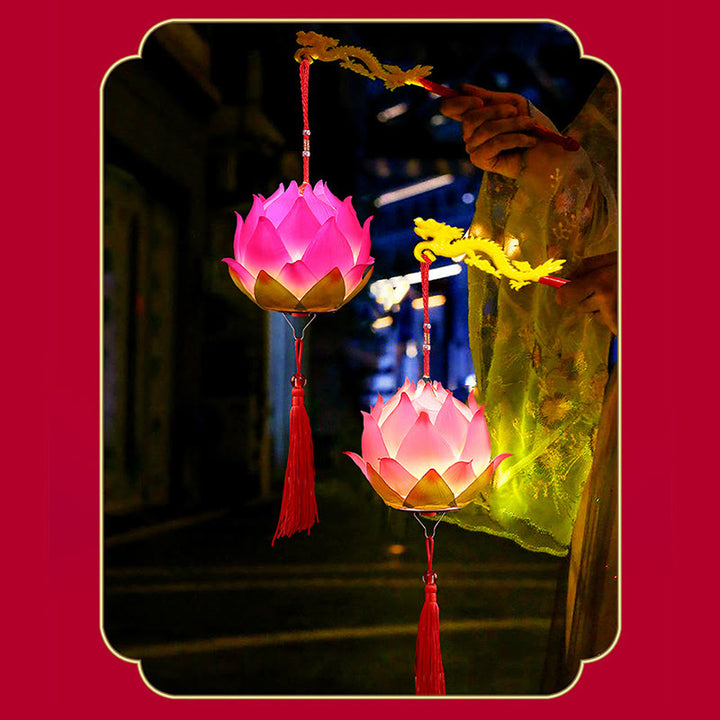 DIY Lotus Flower Dragon Lantern Tassel Lamp Decoration