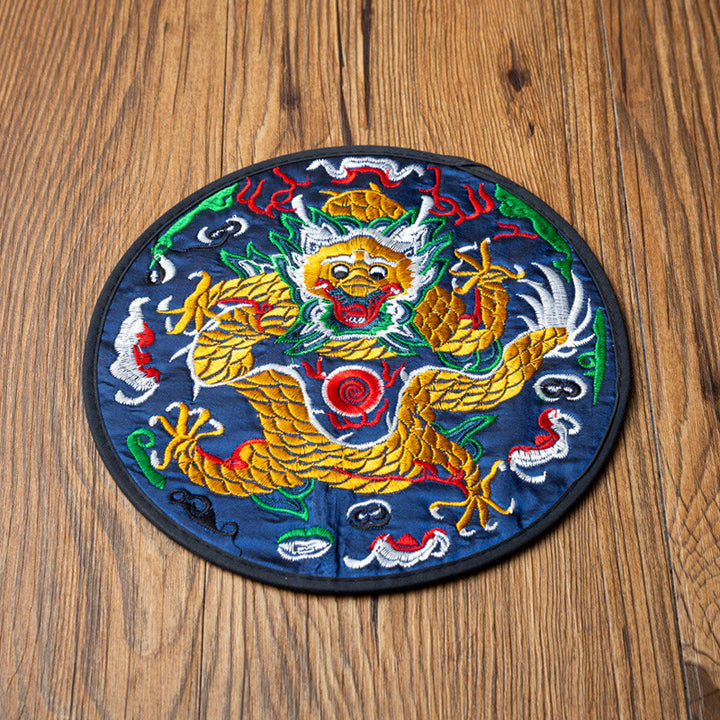 Buddha Stones Dragon Embroidery Cup Mat Pad Tea Cup Coaster Kung Fu Tea Mat