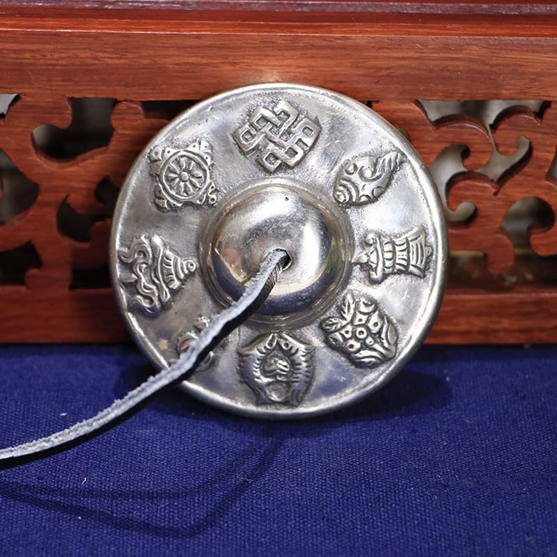 Tibetan Tingsha Bell Six True Words White Copper Healing Decoration