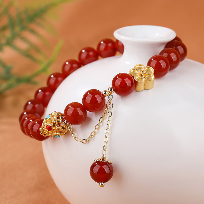 Natural Red Agate White Agate Peach Blossom Self-acceptance Bracelet