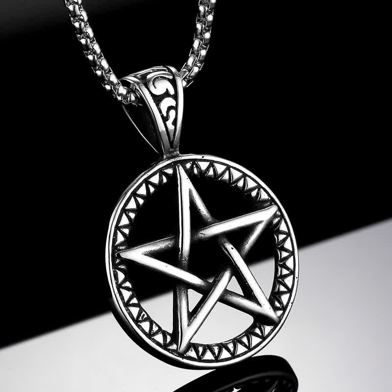 Pentagram Titanium Steel Balance Necklace Pendant