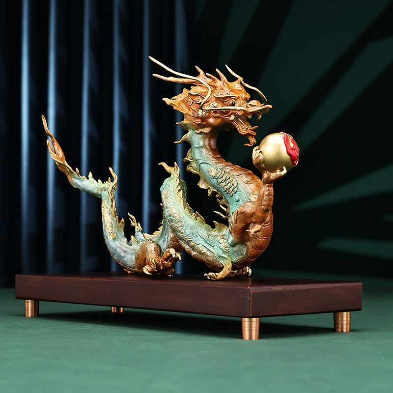 ❗❗❗A Flash Sale- Buddha Stones Year Of The Dragon Auspicious Dragon Brass Copper Luck Success Office Decoration