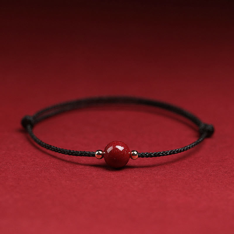 Buddha Stones Natural Lucky Cinnabar Bead Blessing String Bracelet Anklet