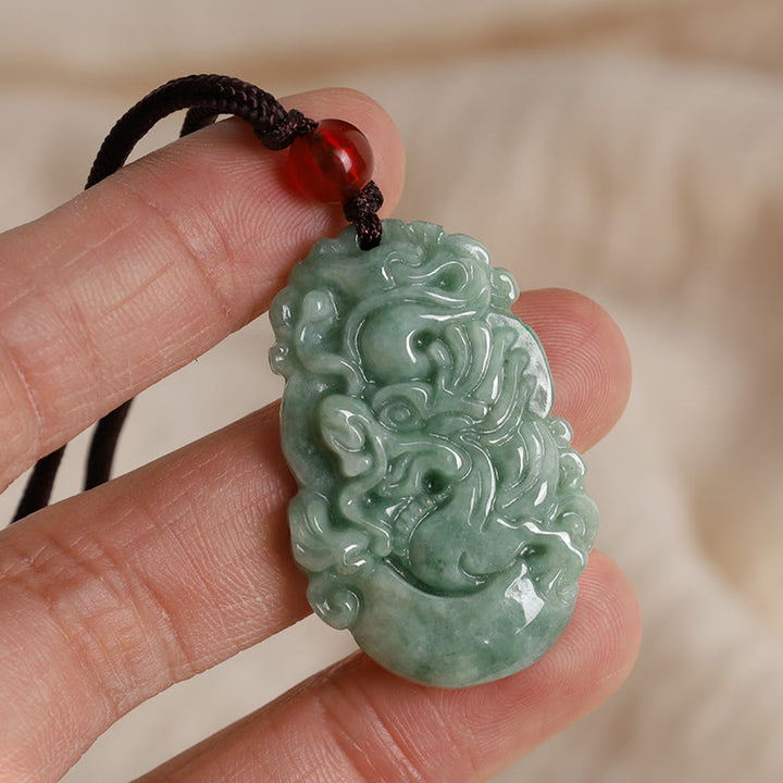 Buddha Stones Natural Jade 12 Chinese Zodiac Prosperity Necklace Pendant