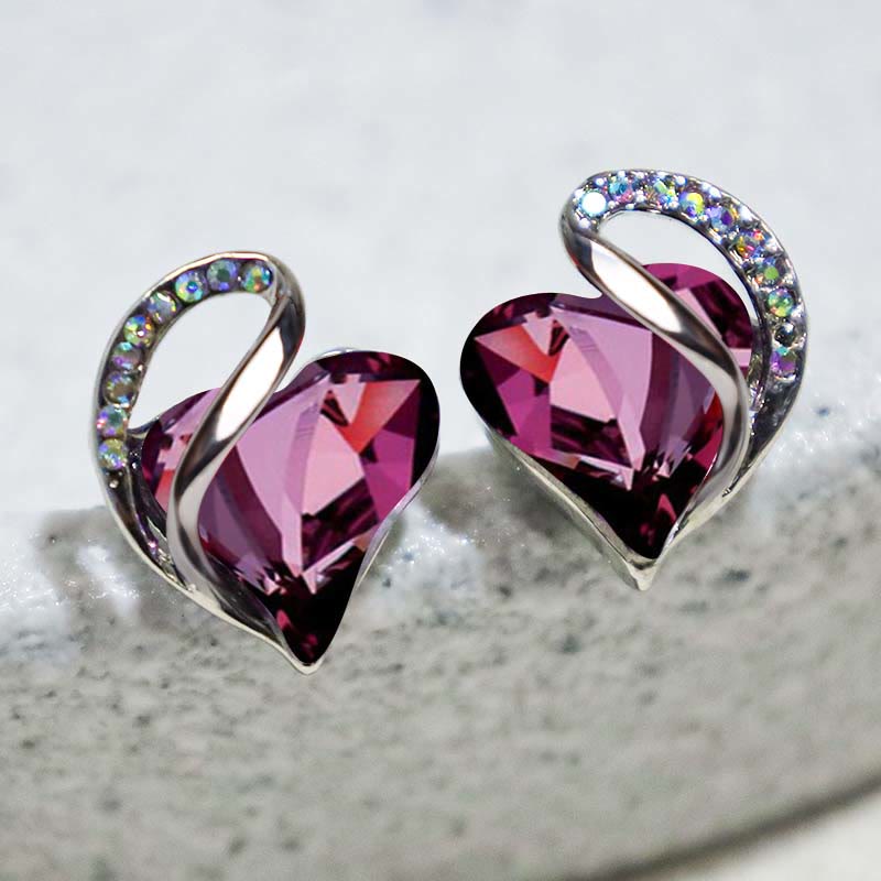 Natural Various Gemstone Birthstone Crystal Love Stud Earrings