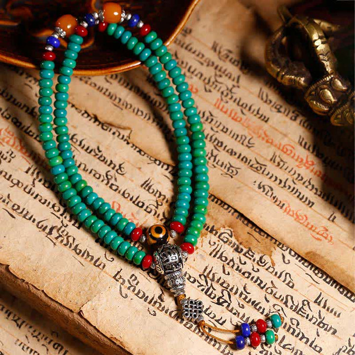 108 Mala Beads Tibetan Turquoise Dzi Bead Protection Bracelet