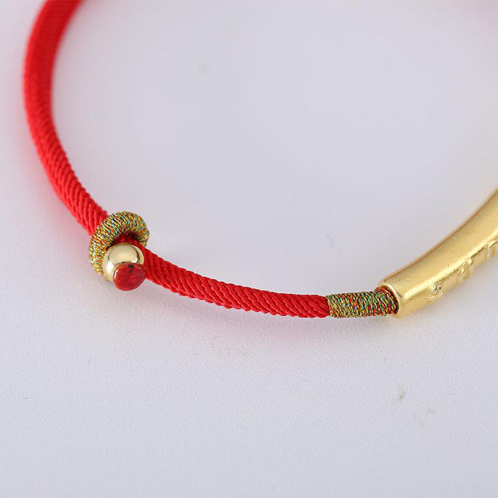 Buddha Stones Tibetan Buddhist Handmade Mani Mantra Lucky Red String Bracelet