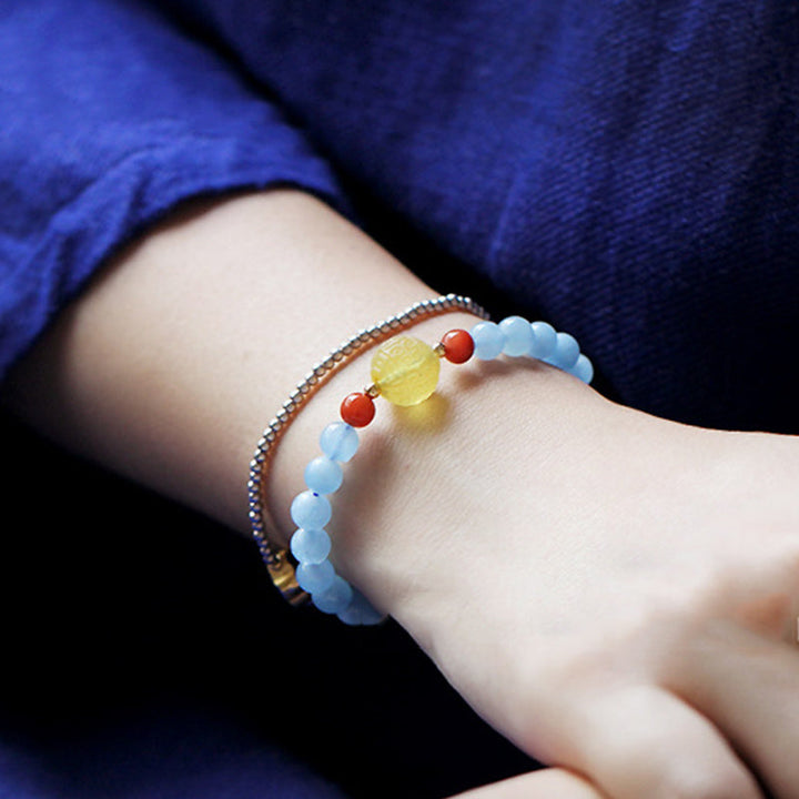 Natural Aquamarine Amber Healing Bracelet (Extra 30% Off | USE CODE: FS30)