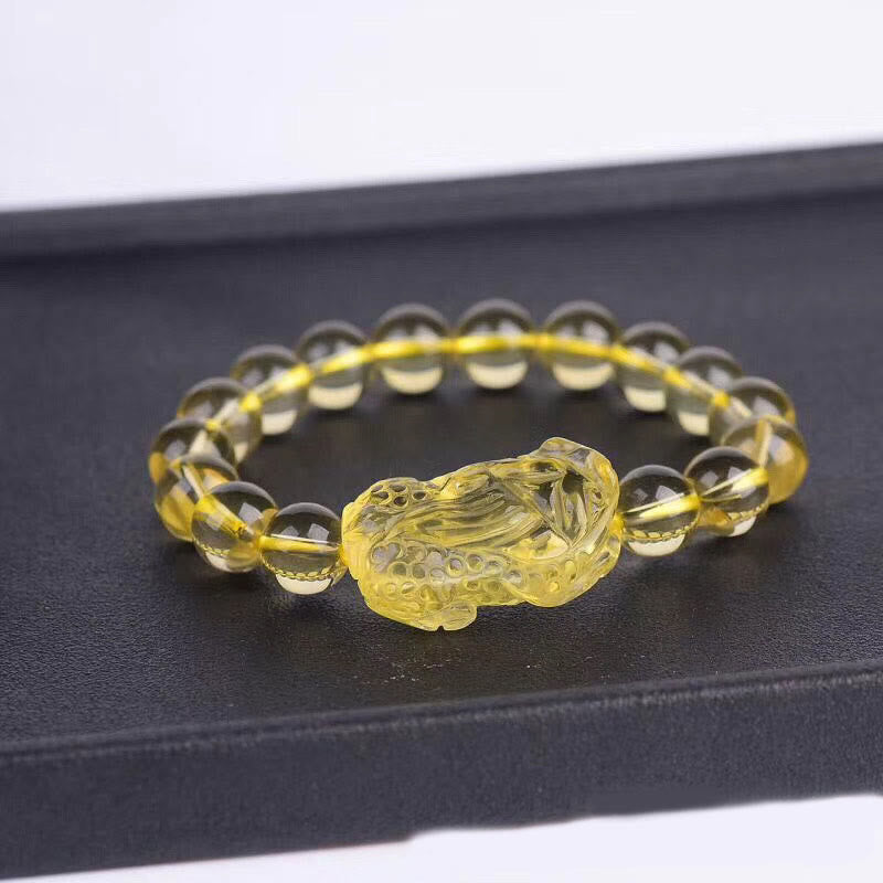 Natural Citrine Pi Xiu Stretch Bracelet