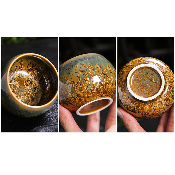 Buddha Stones Colorful Brown Ceramic Teacup Kung Fu Tea Cup Bowl