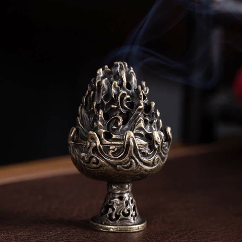 Tibetan Mini Mountain Pattern Meditation Copper Alloy Incense Burner