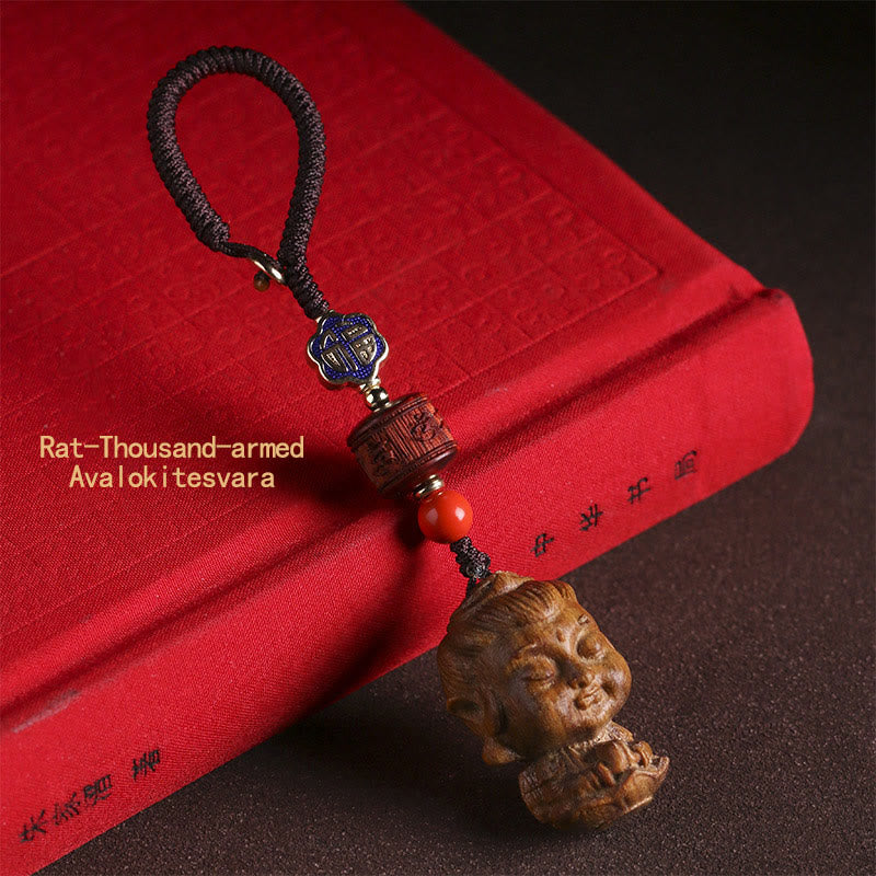 Chinese Zodiac Natal Buddha Green Sandalwood Om Mani Padme Hum Peace Key Chain