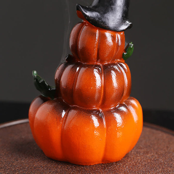 Halloween Pumpkins Ghost Resin Backflow Smoke Fountain Incense Burner Decoration