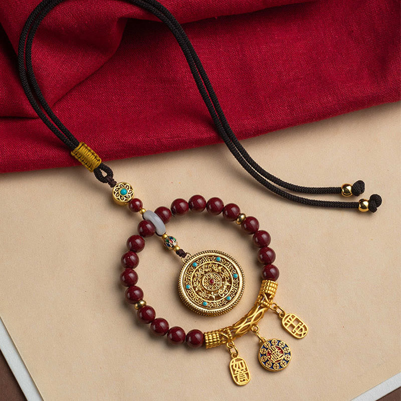 Buddha Stones Natural Cinnabar Wish Ruyi Peace Blessing Car Hanging Decoration