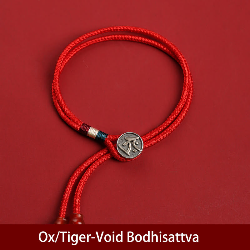 Buddha Stones 925 Sterling Silver Chinese Zodiac Luck Braided Red String Double Layer Bracelet