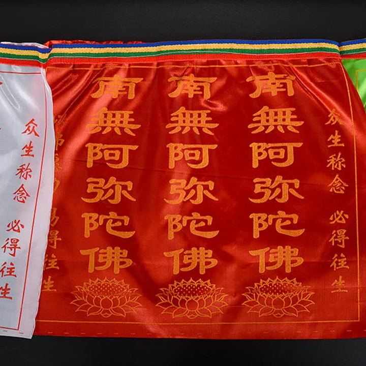 Tibetan 7 Colors Windhorse Letter Auspicious Lotus Outdoor 21 Pcs Prayer Flag