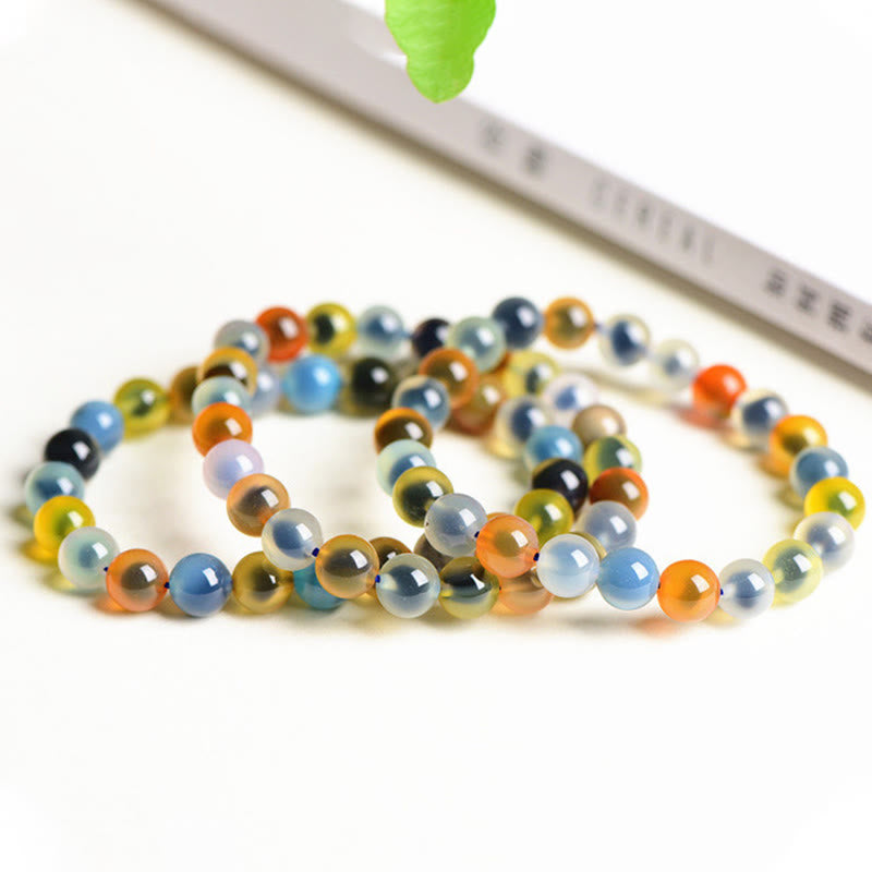 Buddha Stones Natural Colorful Candy Agate Harmony Strength Bead Bracelet