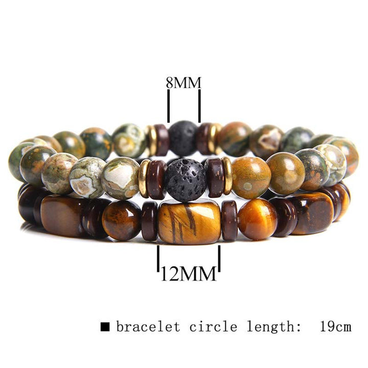 Buddha Stones 2PCS Healing Crystal Emperor Stone Tiger Eye Bead Bracelet