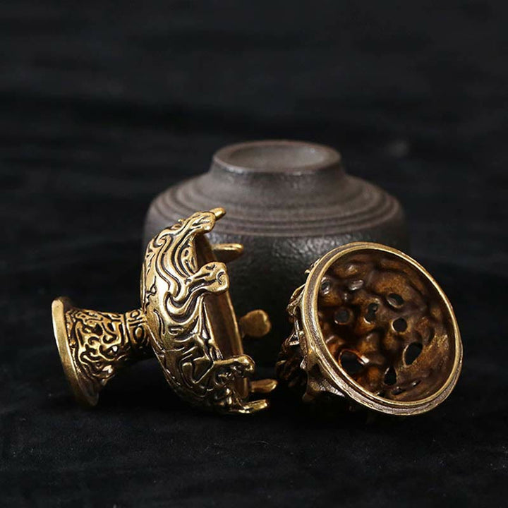 Tibetan Mini Mountain Pattern Meditation Copper Alloy Incense Burner