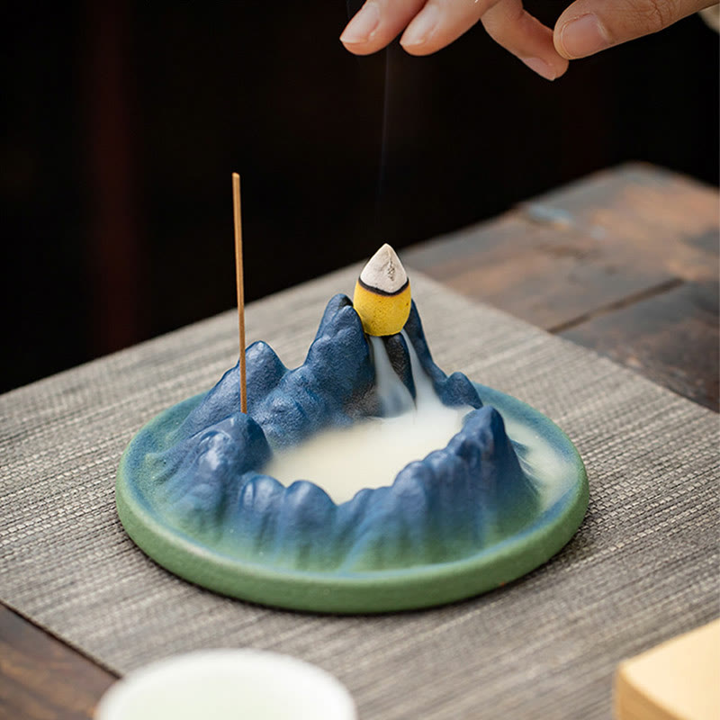 Creative Mountain River Ceramic Healing Backflow Incense Burner