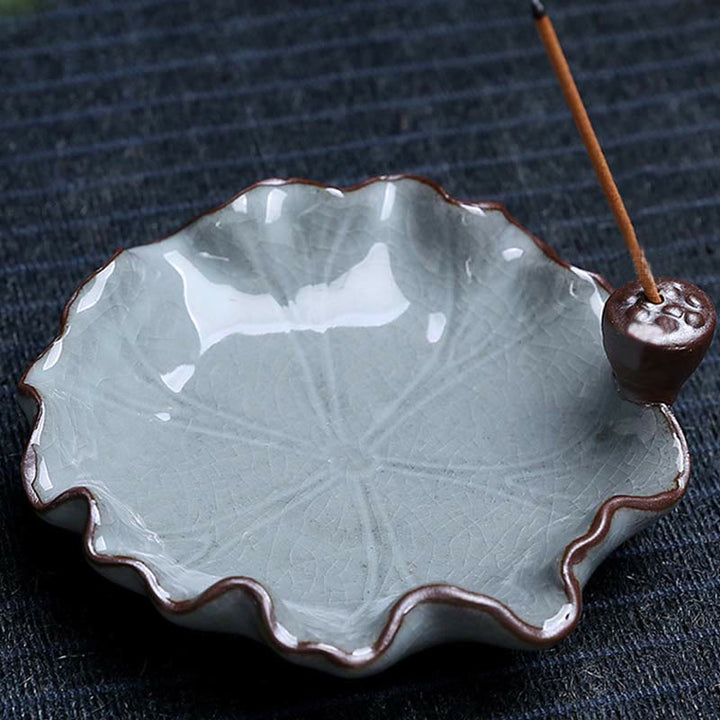 Lotus Plum Blossom Square Ceramic Spiritual Backflow Incense Burner