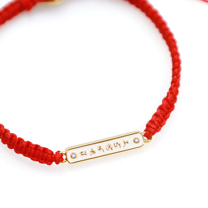 Tibetan Handmade Om Mani Padme Hum Peace Red String Bracelet (Extra 30% Off | USE CODE: FS30)