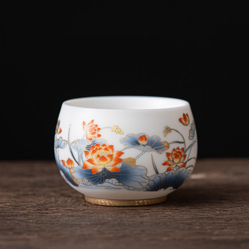 Buddha Stones Phoenix Dragon Lotus Deer Ancient Building Koi Fish Ceramic Teacup Kung Fu Tea Cups