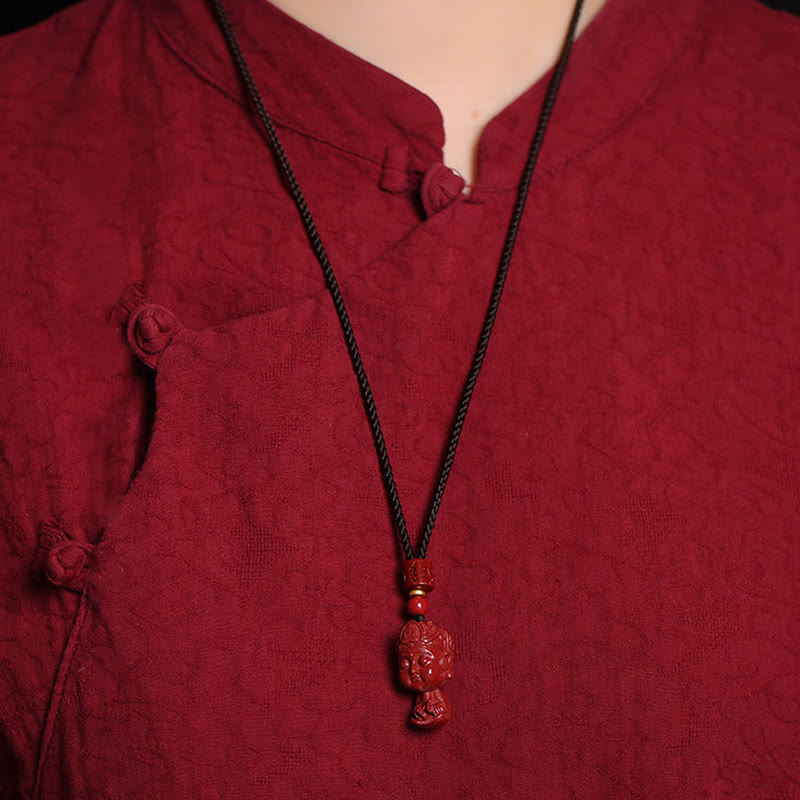 Buddha Stones Chinese Zodiac Natal Buddha Natural Cinnabar Amulet Keep Away Evil Spirits Necklace Pendant