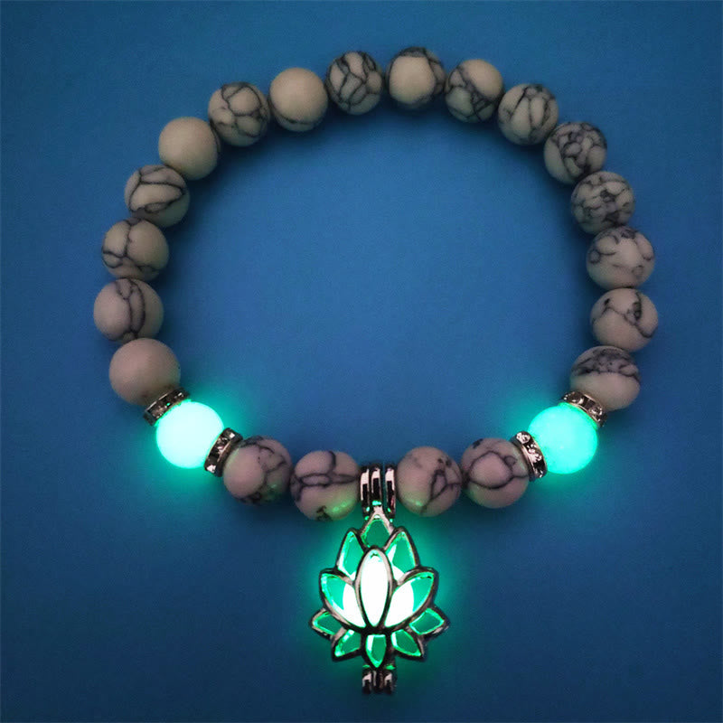 FREE Today: Positive Thinking Tibetan Turquoise Glowstone Luminous Bead Lotus Protection Bracelet