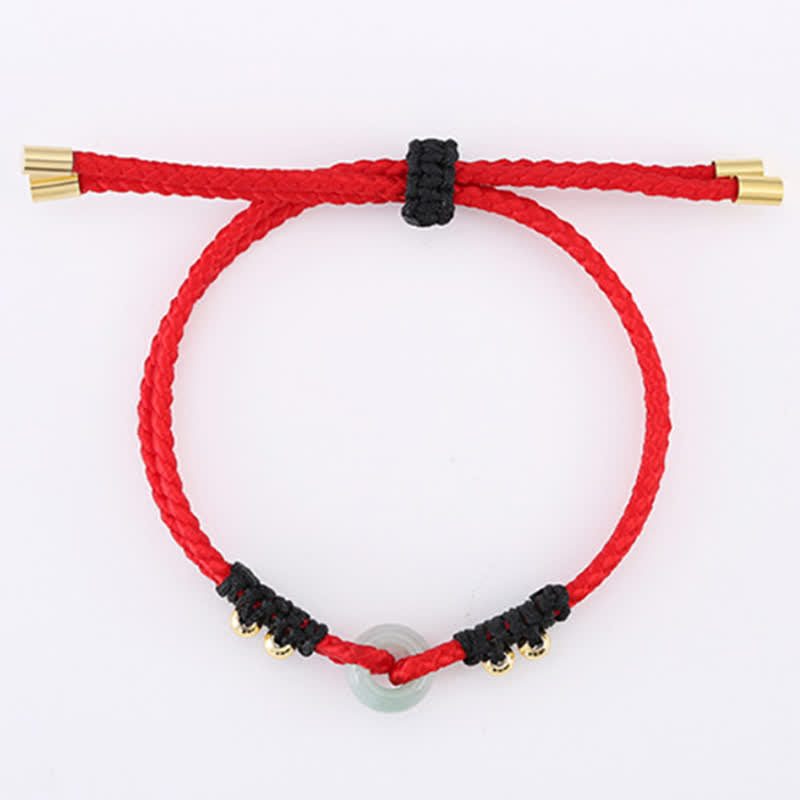 Buddha Stones Round Peace Buckle Jade Abundance Wealth String Bracelet