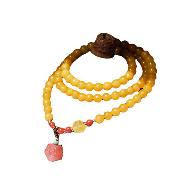 Amber Healing Balance Necklace Flower Charm Bracelet